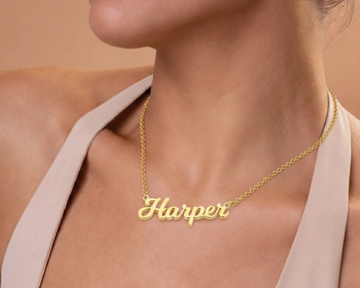 "CUSTOMIZED" "Personalised" "single' "NAME NECKLACE With Ur "name"  24k Gold Plating' And lazer Engraved Finish,