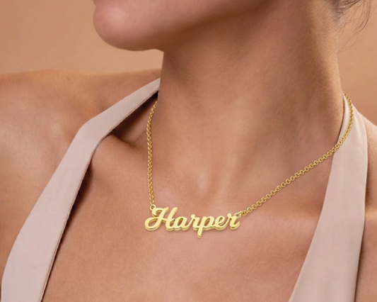 "CUSTOMIZED" "Personalised" "single' "NAME NECKLACE With Ur "name"  24k Gold Plating' And lazer Engraved Finish,