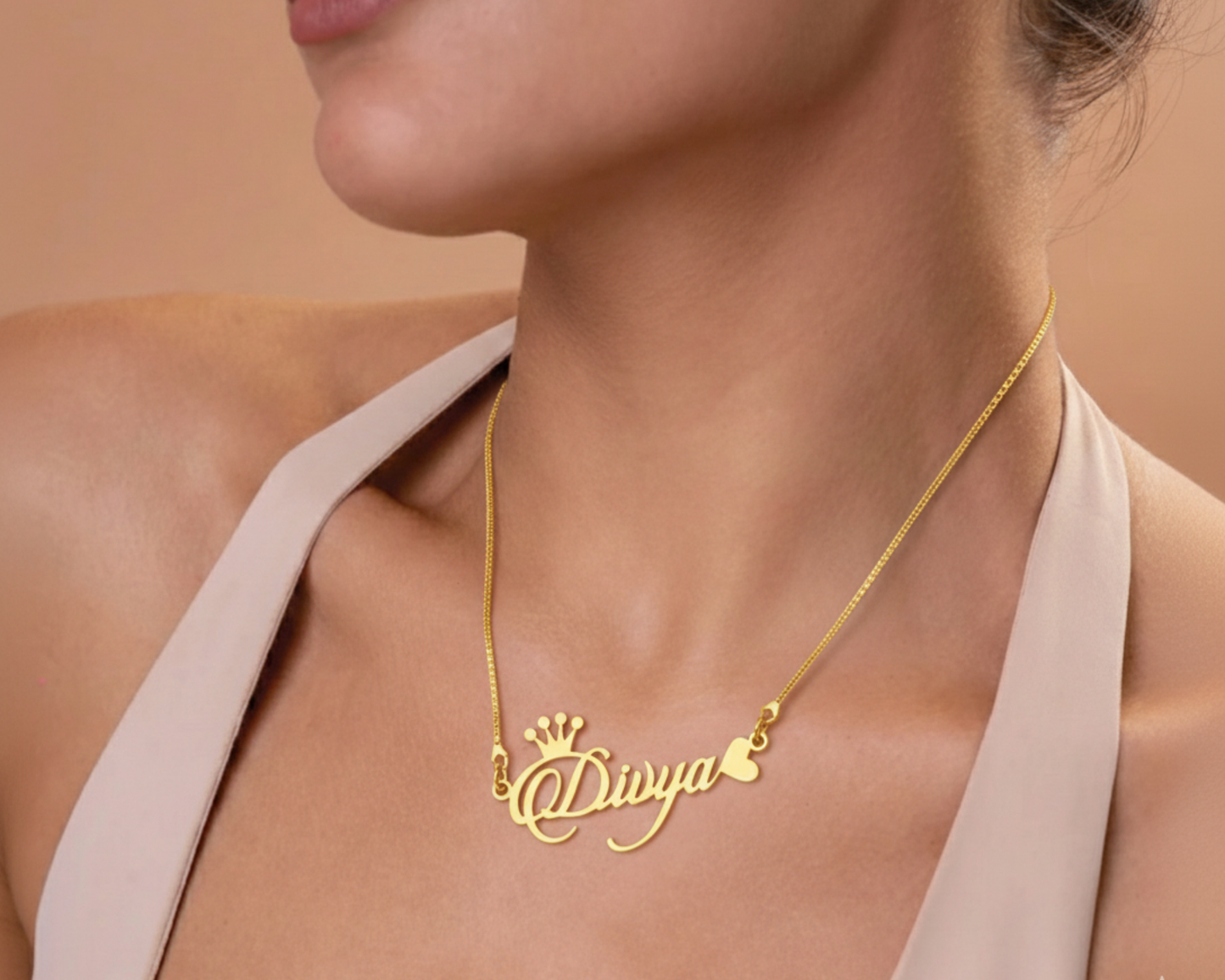 CUSTOMIZED / Personalised single NAME NECKLACE WITH CROWN