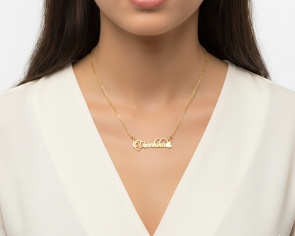 CUSTOMIZED single NAME NECKLACE WITH HEART With Ur "name" With' 24k Gold Plating
