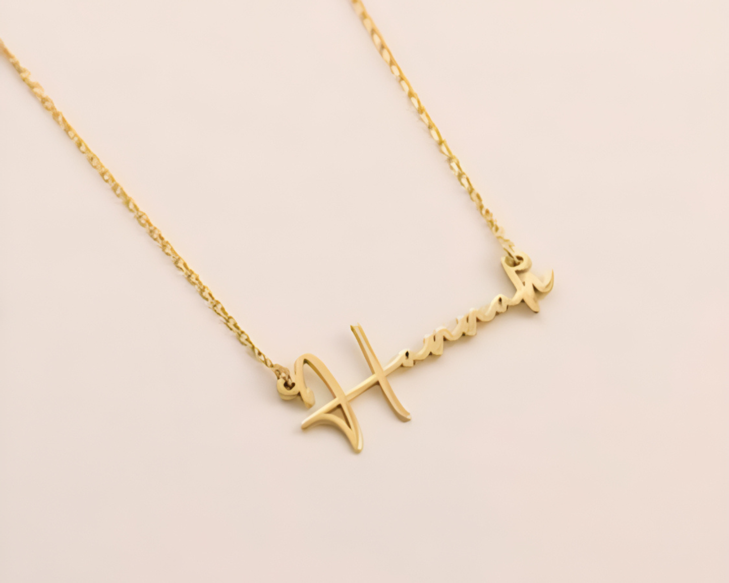 Minimalist Gold Name Signature Name Plate Necklace