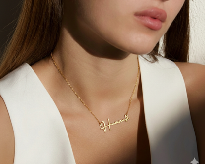 Minimalist Gold Name Signature Name Plate Necklace